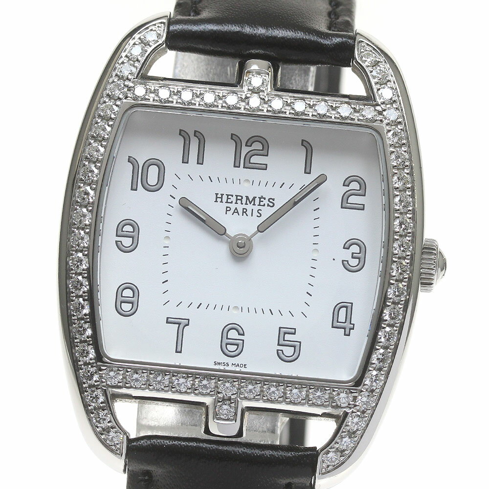 エルメス HERMES CT1.730 ケープコッド トノー ダイヤベゼル クォーツ レディース _842324【ev15】【中古】