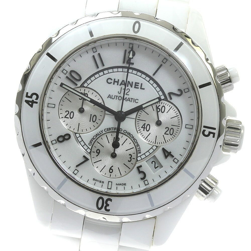シャネル CHANEL H1007 J12 クロノグラフ ホワイトセラミック 自動巻き メンズ _8 ...