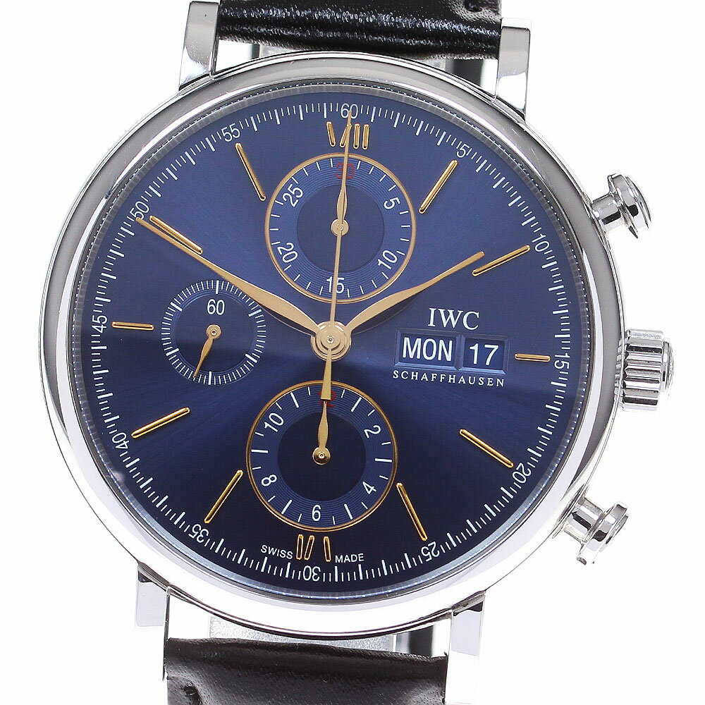 IWC SCHAFFHAUSEN IW391036 ポートフィノ クロノグラフ デイデイト 自動巻き メンズ 良品 保証書付き_842746【中古】