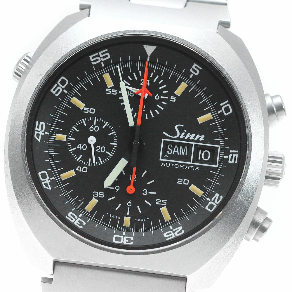 訳あり ジン Sinn 142 スペースクロノ クロノグラフ デイデイト 自動巻き メンズ _823034【ev10】【中古】