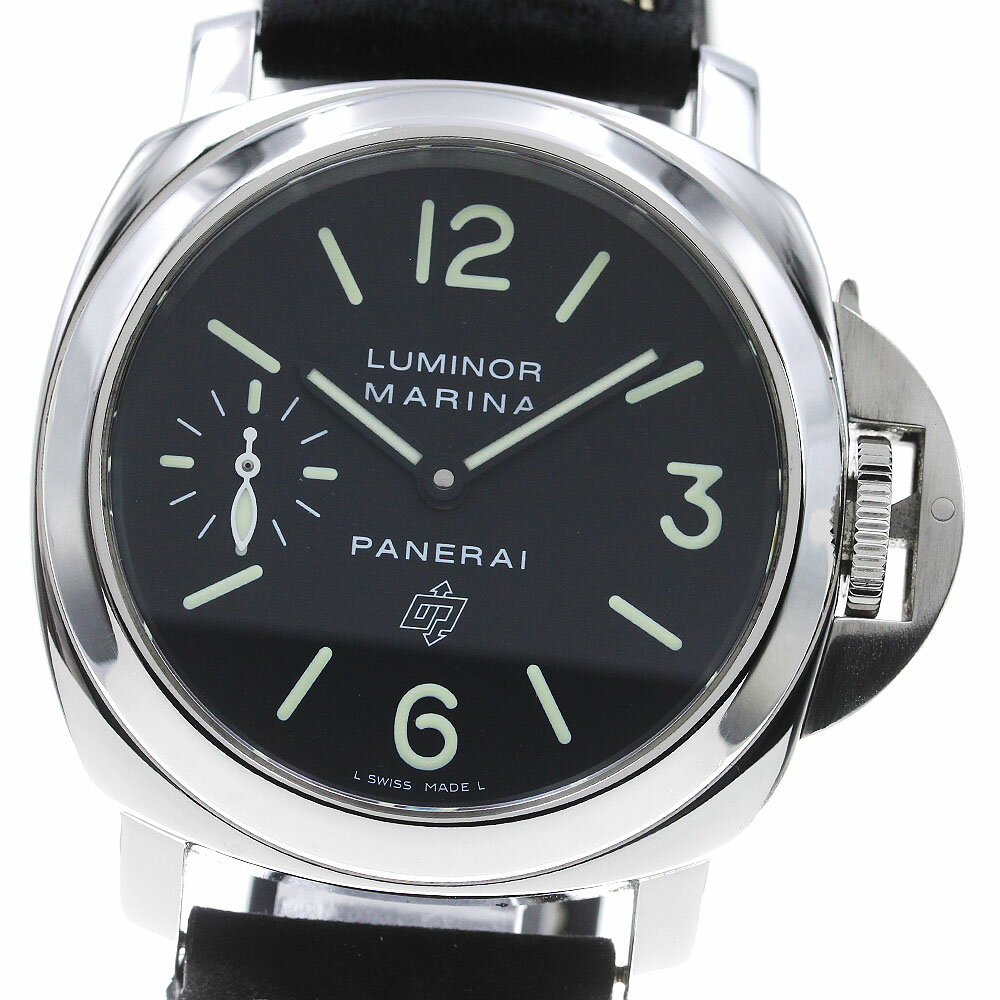 パネライ PANERAI PAM01005 ルミノール マリーナ ロゴ アッチャイオ 手巻き メンズ 良品 保証書付き_845832【中古】