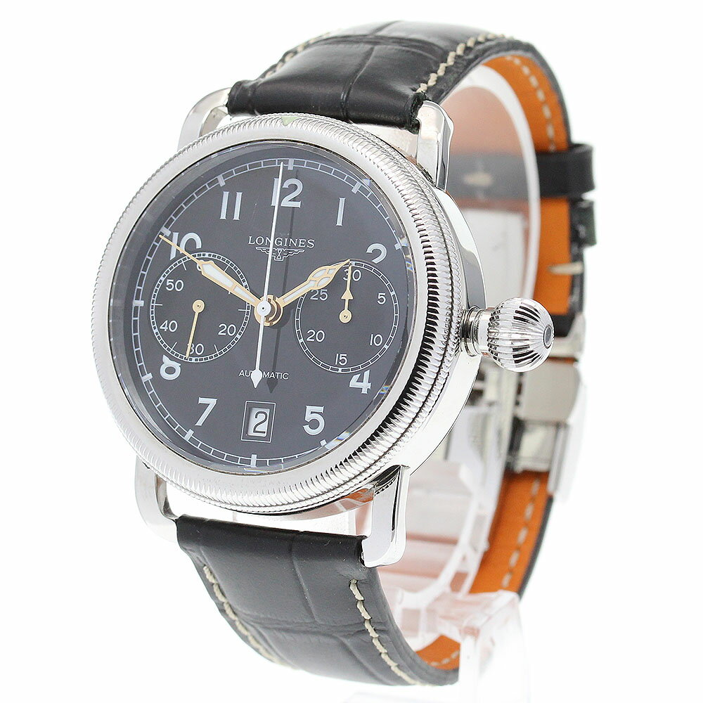 ロンジン LONGINES L2.783.4 ヘリテージ アヴィゲーション オーバーサイズクラウン デイト クロノグラフ 自動巻き メンズ 良品 _845922【中古】