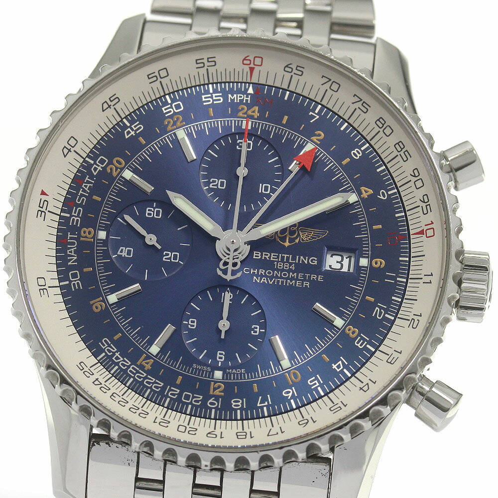 ブライトリング BREITLING A24322 ナビタイマー ワールド クロノグラフ GMT 自動巻き メンズ 箱・保証書付き_863114【中古】