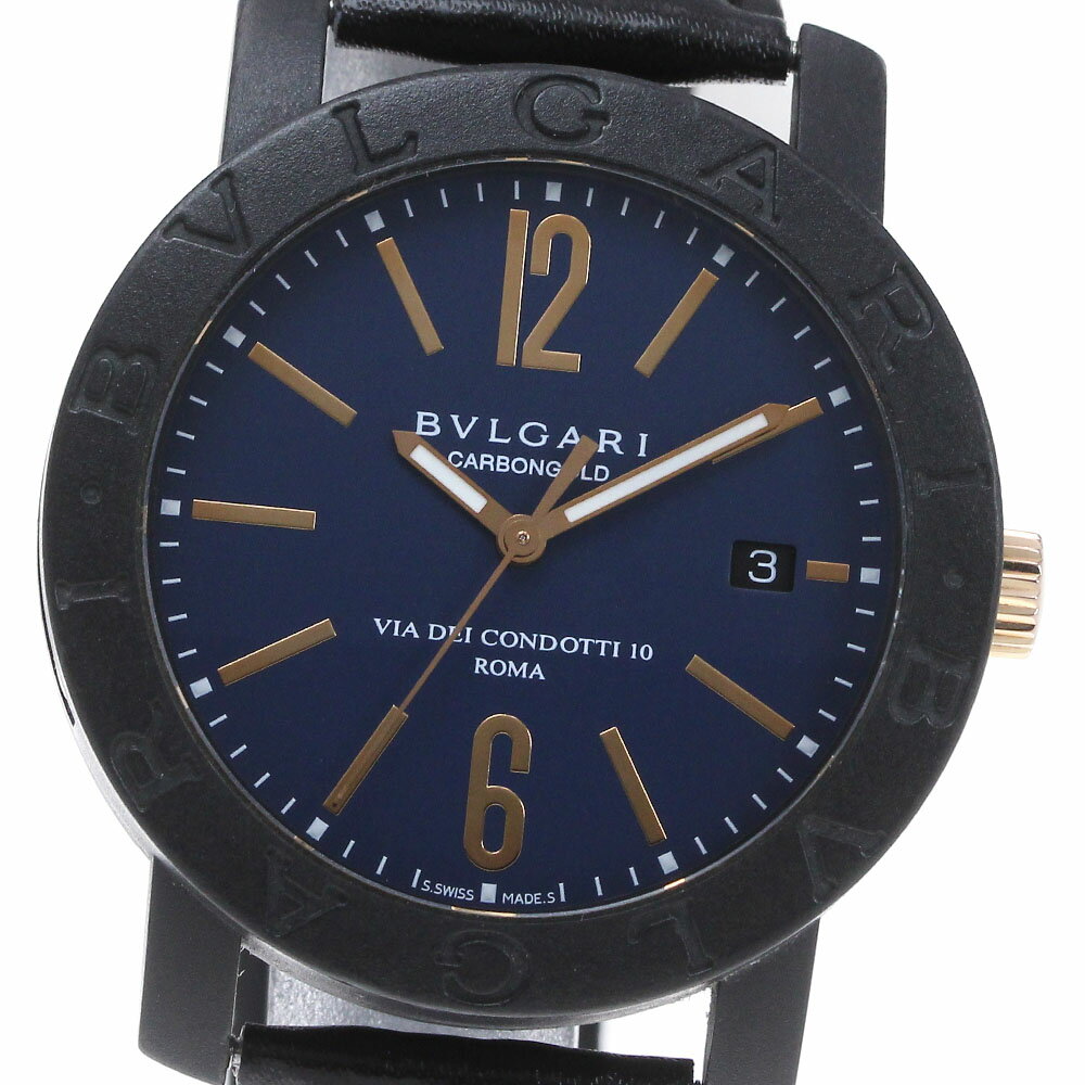 ブルガリ BVLGARI BB40CL ブルガリブルガリ カーボンゴールド デイト 自動巻き メンズ 良品 箱・保証書付き_867247【ev15】【中古】