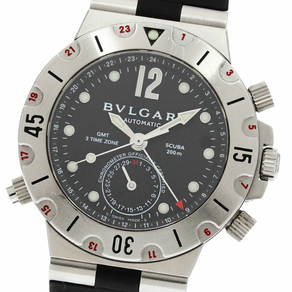 ブルガリ BVLGARI SD38SGMT ディアゴノ スクーバ GMT デイト 自動巻き メンズ 箱・保証書付き_868657【中古】