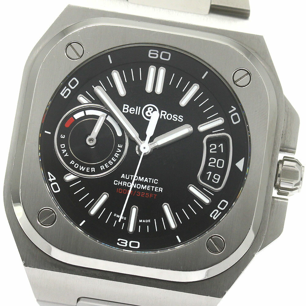ベル&ロス Bell&Ross BRX5-BL-ST/SRB BR-X5 ブラックスチール パワーリザーブ デイト 自動巻き メンズ 箱・保証書付き_868247【中古】