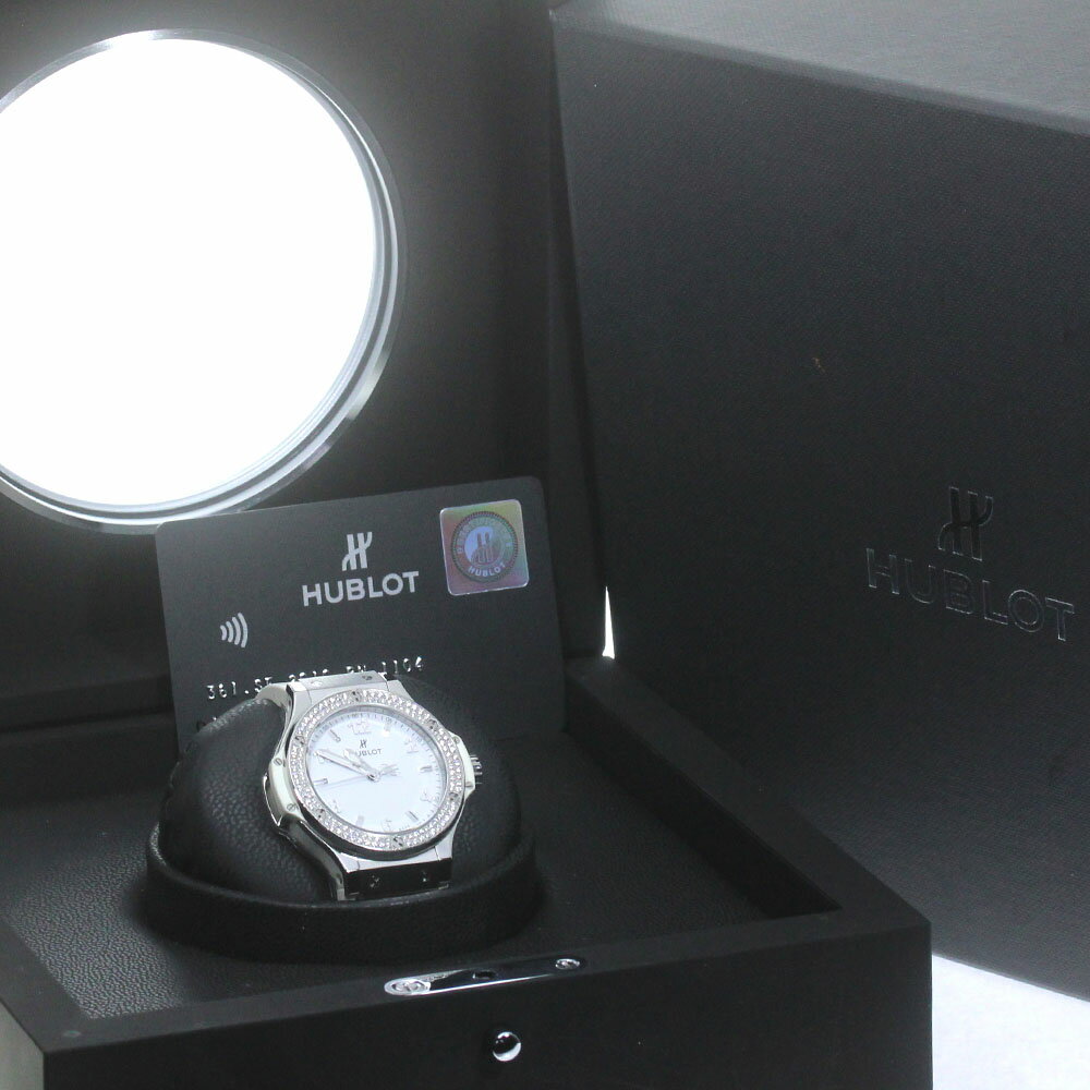 ウブロ HUBLOT 361.SE.2010.RW.1104 ビッグバン スチール ホワイト ダイヤモンド クォーツ メンズ 箱・保証書付き_868585【中古】