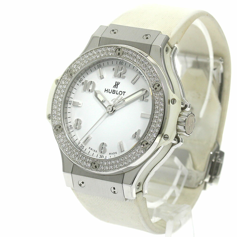 ウブロ HUBLOT 361.SE.2010.RW.1104 ビッグバン スチール ホワイト ダイヤモンド クォーツ メンズ 箱・保証書付き_868585【中古】