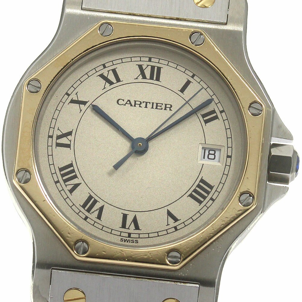 カルティエ CARTIER W2001583 サントスオクタゴン LM YGコンビ デイト クォーツ メンズ _870283【中古】
