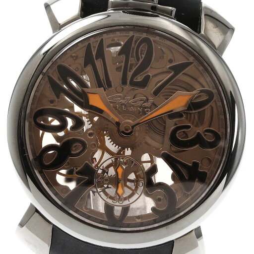 ガガミラノ GaGa MILANO 5312.02.OR マヌアーレ48MM スケルトン 手巻き メンズ 美品 保証書付き_870232【中古】 ガガミラノ GaGa MILANO 5312.02.OR マヌアーレ48MM スケルトン 手巻き メンズ 美品 保証書付き_870232【中古】