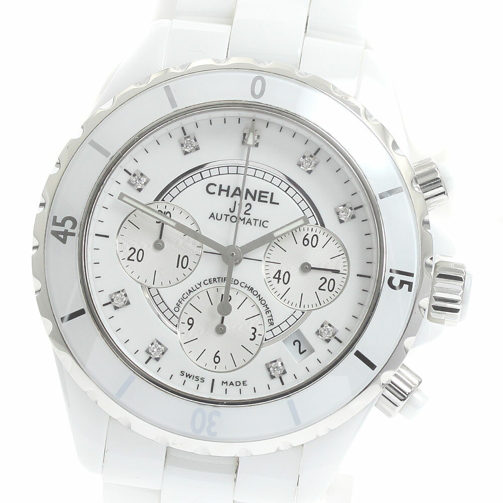 シャネル CHANEL H2009 J12 白セラミック 9Pダイヤ 自動巻き メンズ 保証書付き_874491【中古】