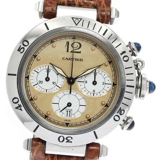 カルティエ CARTIER W3100355 パシャ 38mm クロノグラフ クォーツ メンズ 内箱・保証書付き_876050【中古】 カルティエ CARTIER W3100355 パシャ 38mm クロノグラフ クォーツ メンズ 内箱・保証書付き_876050【中古】