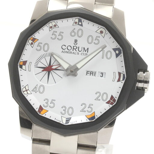 コルム CORUM A947 アドミラルズカップ コンペティション 48 デイデイト 自動巻き メンズ 美品 保証書付き_876514【中古】 コルム CORUM A947 アドミラルズカップ コンペティション 48 デイデイト 自動巻き メンズ 美品 保証書付き_876514【中古】