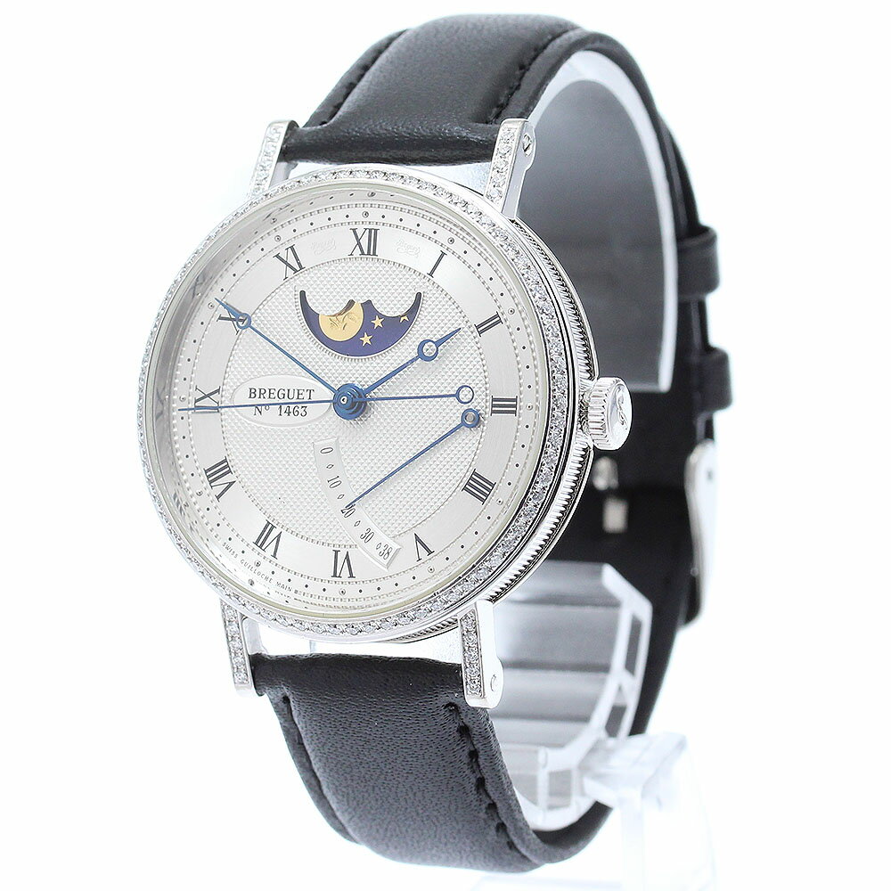ブレゲ Breguet クラシック8788 K18WG ムーンフェイズ ダイヤベゼル 自動巻き メンズ 保証書付き_820817【中古】
