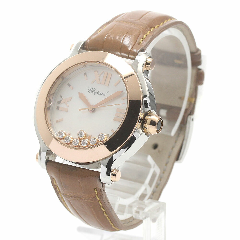 ショパール Chopard 8475 ハッピースポーツ 7Pダイヤ PGベゼル クォーツ ボーイズ _875665【中古】