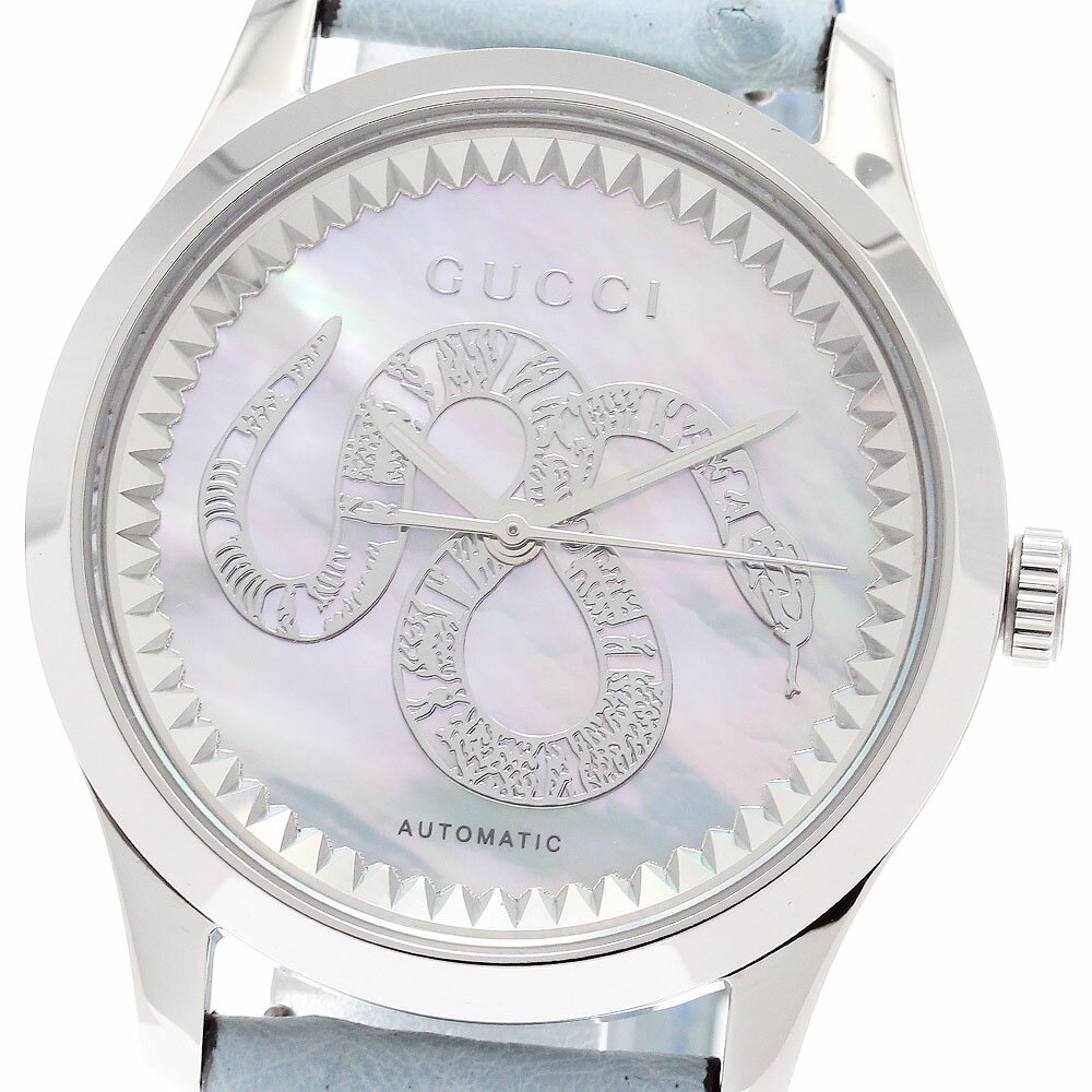 グッチ GUCCI 126.4/YA1264113 Gタイムレス シェル文字盤 自動巻き メンズ 極美品 _871624【中古】