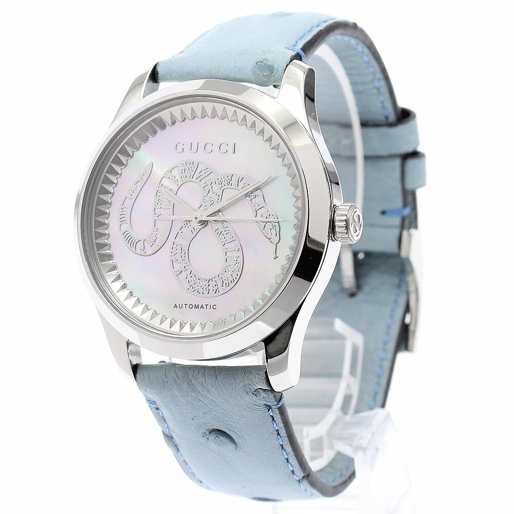 グッチ GUCCI 126.4/YA1264113 Gタイムレス シェル文字盤 自動巻き メンズ 極美品 _871624【中古】