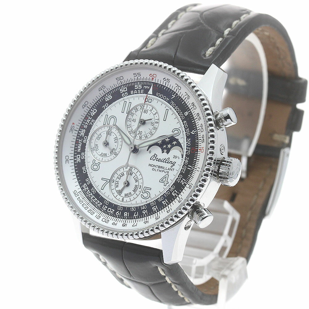 ブライトリング BREITLING A19350 ナビタイマーモンブリラン オリンパス トリプルカレンダー ムーンフェイズ 自動巻き メンズ _880528【中古】