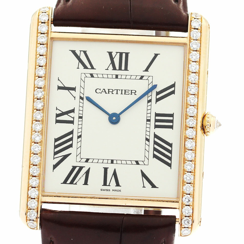 カルティエ CARTIER WT200005 タンクルイXL K18PG サイドダイヤベゼル 手巻き メンズ 保証書付き_820956【中古】