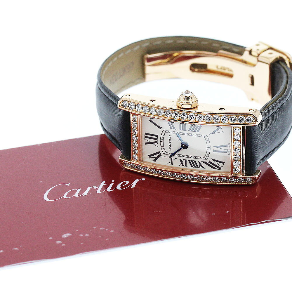 カルティエ CARTIER WB707931 タンクアメリカンSM K18PG ダイヤベゼル クォーツ レ...