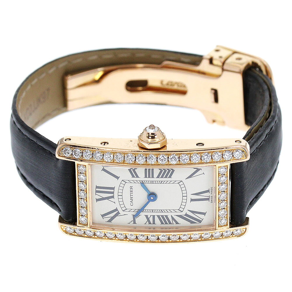 カルティエ CARTIER WB707931 タンクアメリカンSM K18PG ダイヤベゼル クォーツ レ...