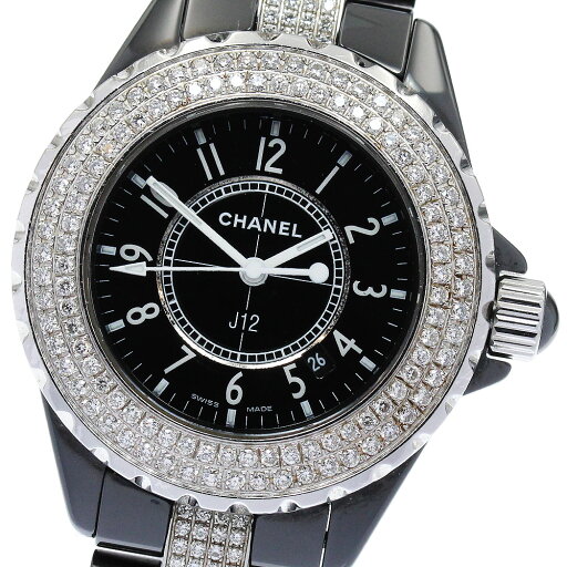 シャネル CHANEL H1338 J12 黒セラミック デイト ダイヤベゼル クォーツ レディース _878230【中古】 シャネル CHANEL H1338 J12 黒セラミック デイト ダイヤベゼル クォーツ レディース _878230【中古】