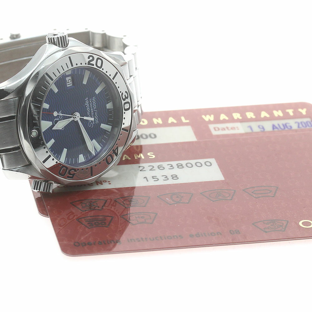 オメガ OMEGA 2263.80 シーマスター300 デイト クォーツ ボーイズ 保証書付き_880065【中古】