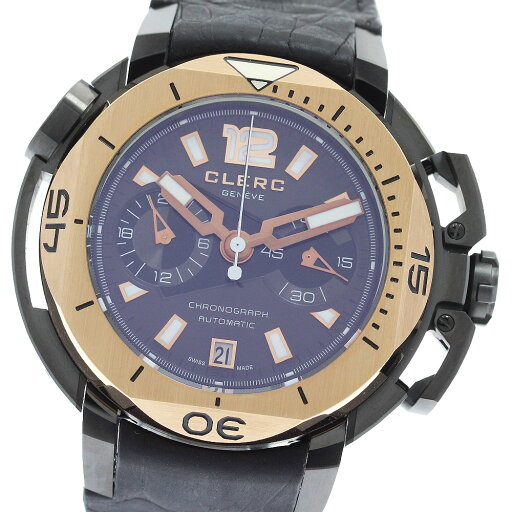 クレール CLERC CHY-353 ハイドロスカフ セントラル クロノグラフ PGベゼル 自動巻き メンズ 美品 _889329【中古】 クレール CLERC CHY-353 ハイドロスカフ セントラル クロノグラフ PGベゼル 自動巻き メンズ 美品 _889329【中古】