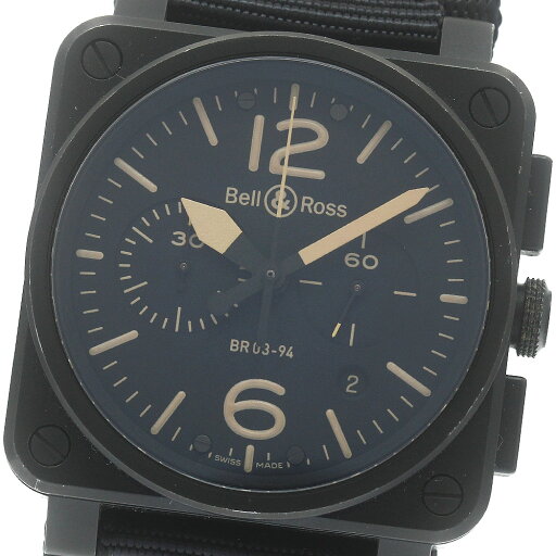 ベル&ロス Bell&Ross BR03-94 アビエーションタイプ ミリタリースペック クロノグラフ 自動巻き メンズ 良品 保証書付き_891259【中古】 ベル&ロス Bell&Ross BR03-94 アビエーションタイプ ミリタリースペック クロノグラフ 自動巻き メンズ 良品 保証書付き_891259【中古】