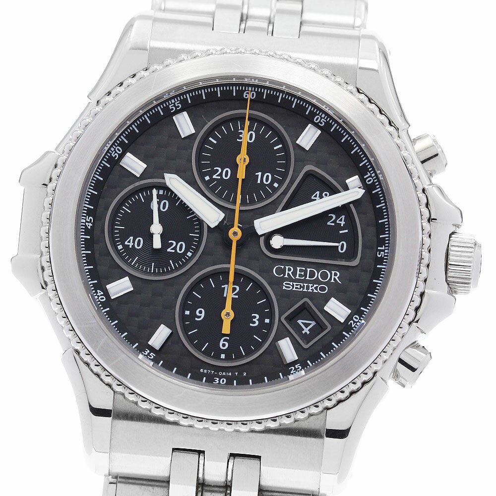 セイコー SEIKO GCBK997/6S77-0A10 クレドール パシフィーク デイト クロノグラフ カーボンダイヤル 自動巻き メンズ 保証書付き_890400【中古】