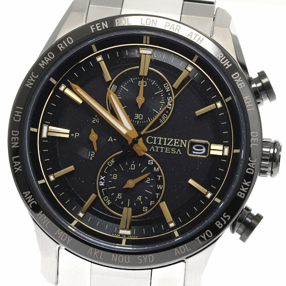 シチズン CITIZEN AT8184-57E/H800-A1CN209 アテッサ エコドライブ 1300本限定モデル ソーラー電波 メンズ 極美品 箱・保証書付き_893900【中古】
