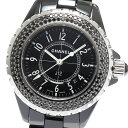 シャネル CHANEL H1416 J12 黒セラミック ブラックダイヤベゼル クォーツ レディース 良品 保証書付き_891205【中古】(2)