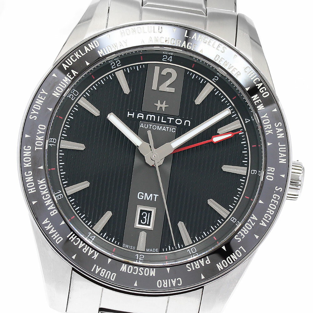ハミルトン HAMILTON H437250 ブロードウェイ GMT 世界限定2018本 自動巻き メンズ 良品 保証書付き_885373【中古】