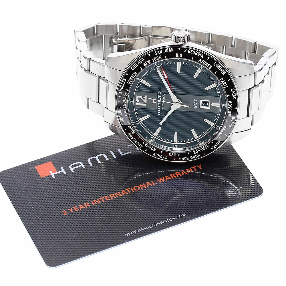 ハミルトン HAMILTON H437250 ブロードウェイ GMT 世界限定2018本 自動巻き メンズ 良品 保証書付き_885373【中古】