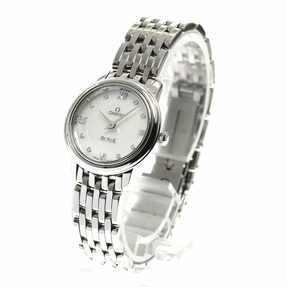 オメガ OMEGA 424.10.24.60.55.001 デビル プレステージ 8Pダイヤ クォーツ レディース 保証書付き_892452【ev10】【中古】