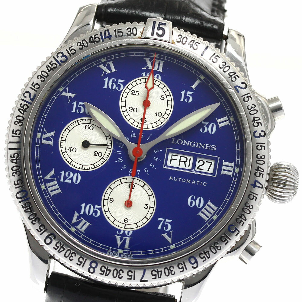 ロンジン LONGINES L2.618.4 リンドバーグ デイデイト クロノグラフ 自動巻き メンズ _891140【ev10】【中古】