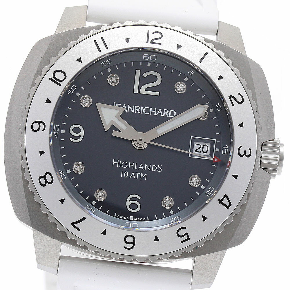 ジャンリシャール JEANRICHARD 60150-2/60150-11-21A-AC7D ハイランド デイト 8Pダイヤ 自動巻き メンズ 極美品 保証書付き_899275【中古】