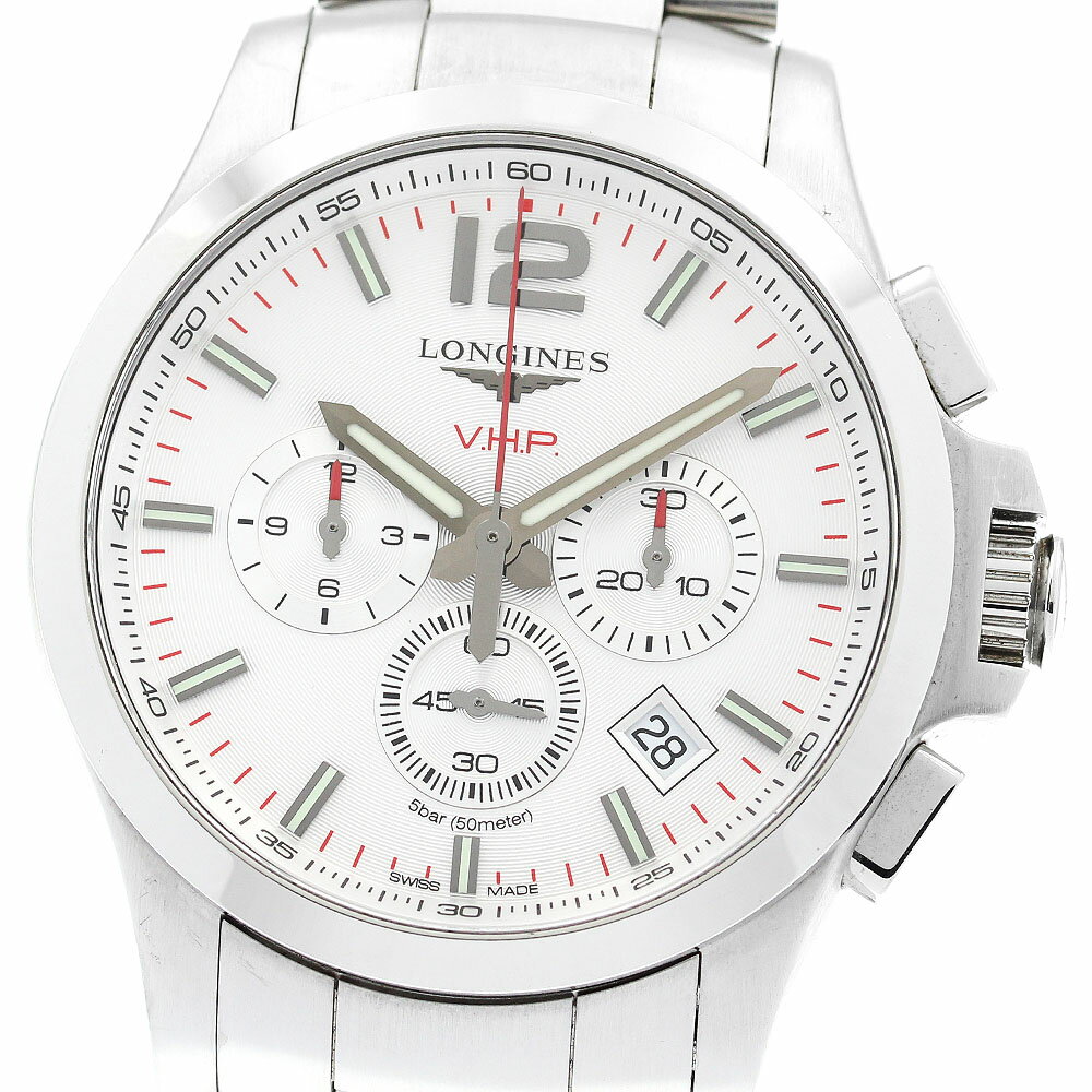 ロンジン LONGINES L3.727.4 コンクエスト V.H.P. クロノグラフ クォーツ メンズ _897345【中古】