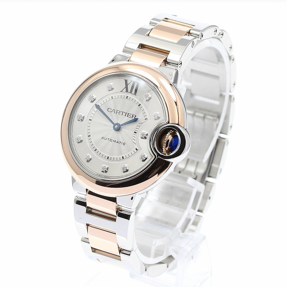 カルティエ CARTIER W3BB0006 バロンブルー 33mm 11Pダイヤ 自動巻き レディース ...