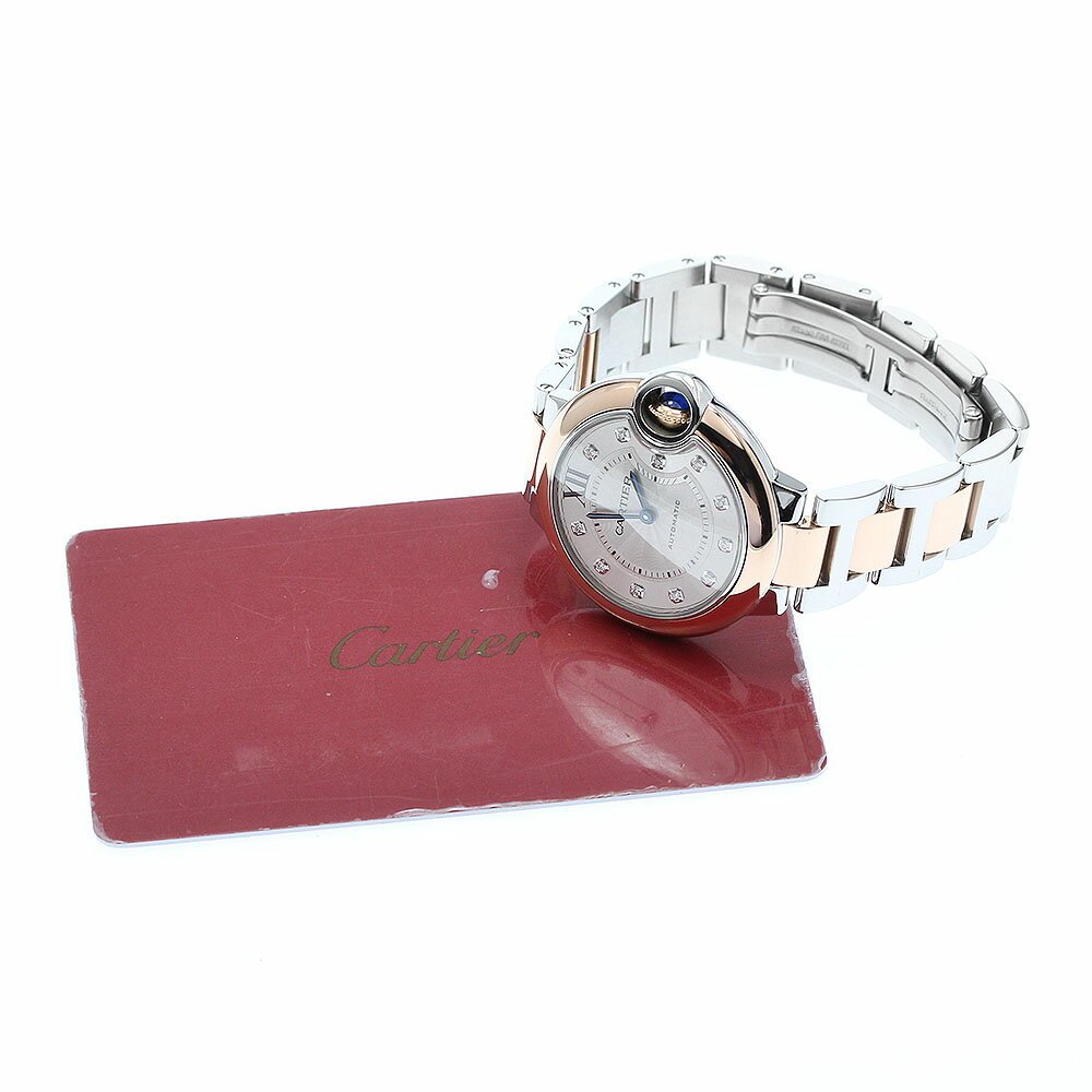 カルティエ CARTIER W3BB0006 バロンブルー 33mm 11Pダイヤ 自動巻き レディース ...