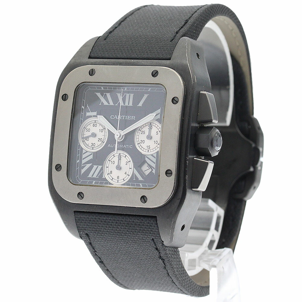 カルティエ CARTIER W2020005 サントス100LM クロノグラフ 自動巻き メンズ _908456【中古】
