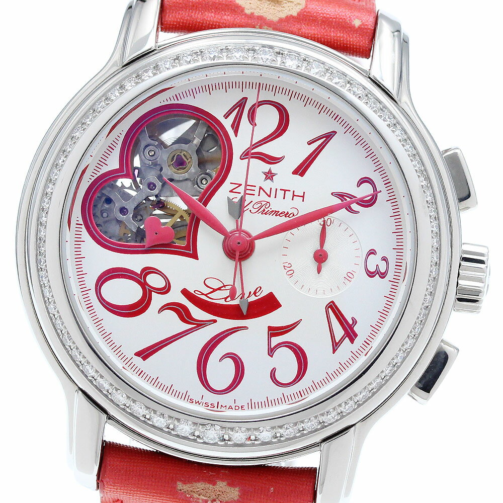 ゼニス ZENITH 16.1230.4021 エルプリメロ オープンハート ダイヤベゼル クロノグラフ 自動巻き ボーイズ _908766【中古】