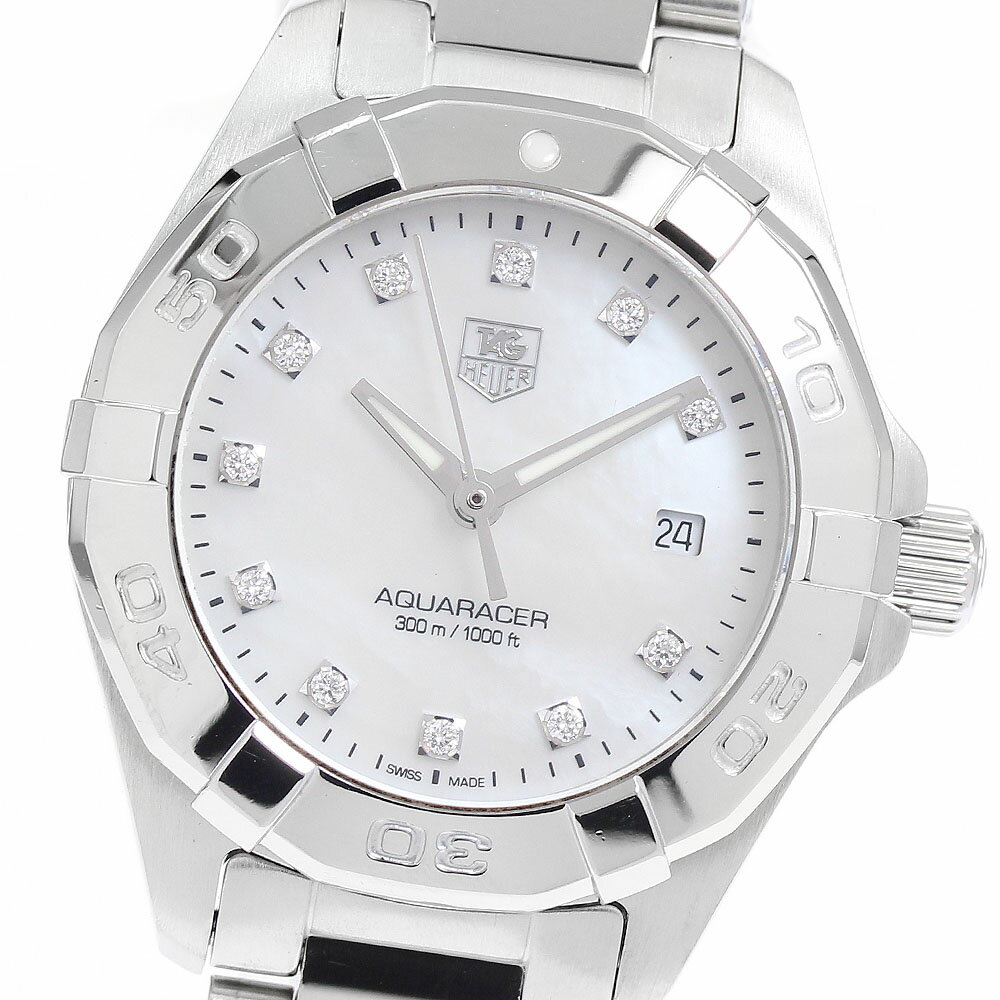 状態ランク 本体ランク AB+ ベルトランク AB+ 商品の状態 ガラス 軽い擦り傷、カケ(所々に、外周) ケース 僅かな擦り傷、小さい打痕 ベゼル 僅かな擦り傷、小さい打痕 ベルト/ブレスレット 僅かな擦り傷、小さい打痕 針 僅かなシミ 文字盤 綺麗な状態 尾錠/バックル 僅かな擦り傷 商品管理No. 906577　 285 250922 AS 商品の詳細 ブランド タグホイヤー/TAG HEUER モデル名 アクアレーサー 性別 レディース ケース素材 SS ベルト素材 SS 文字盤色 ホワイトシェル 機械タイプ クォーツ Ref.No WAY1413 シリアルNo RZM0*** 機能・特徴 デイト 付属品 保証書（カード） 余り駒 4コマ (約3.4cm) ケースサイズ(w) 約 28mm ベルトサイズ※1 約 14 + 3.4cm ラグ幅 13mm OH歴 弊社では実施しておりません。 保証書の情報 2015/12/01 ※1：ベルトサイズとは、ケース部分も含めた総腕回りのサイズになります。 ※機械式時計の場合、姿勢差などの影響により日差が大きくなることも御座います。こちらの数値はあくまで参考値としてお考え下さい。日差が大きいからという理由での返品や無償修理の対応は致しかねますので、ご理解の上ご入札下さい。 ※写真にて状態をご確認下さいませ。 ※USED品になりますので、ご理解頂ける方のご購入をお待ちしております。