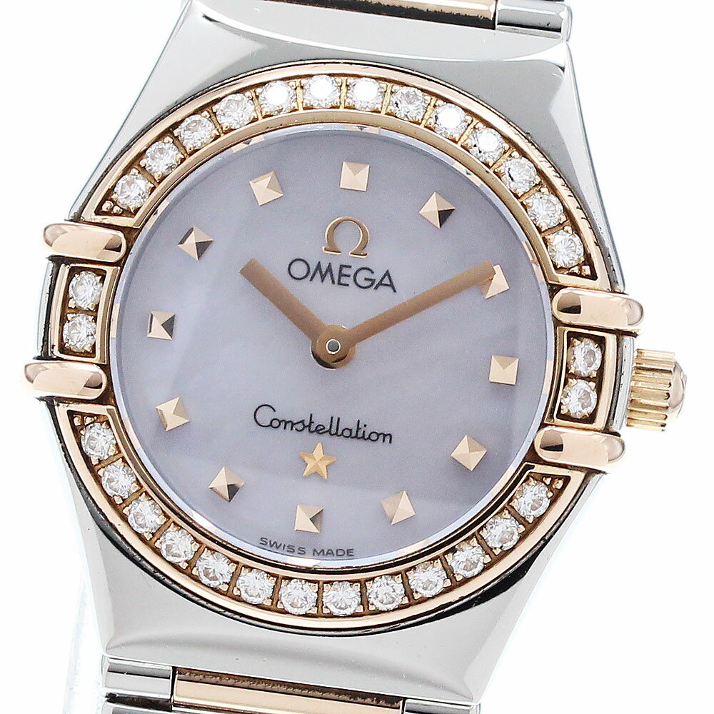 オメガ OMEGA 1368.73 コンステレーション ミニ マイチョイス ダイヤベゼル PGコンビ クォーツ レディース 良品 _912776【中古】