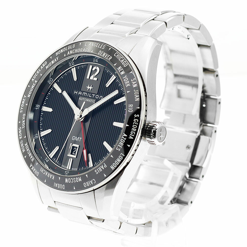 ハミルトン HAMILTON H437250 ブロードウェイ GMT 世界限定2018本 自動巻き メンズ 美品 保証書付き_916290【中古】