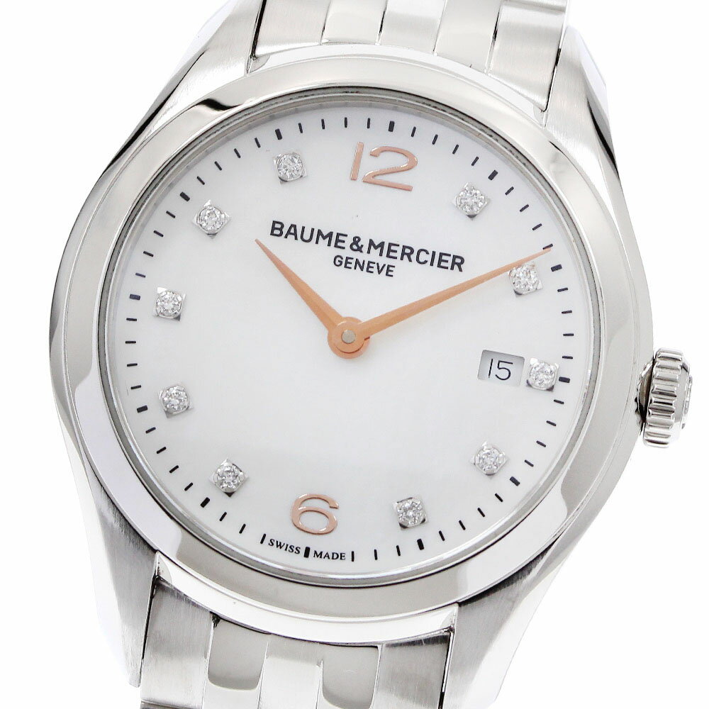 ボーム＆メルシェ Baume & Mercier W0A10176 クリフトン 10Pダイヤ デイト クォーツ レディース 良品 ..