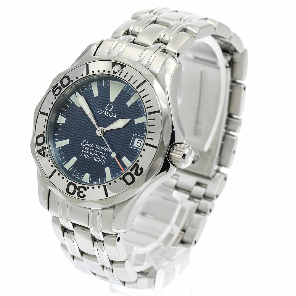 オメガ OMEGA 2554.80 シーマスター 300m ジャックマイヨール 1999 デイト 自動巻き ボーイズ 美品 保証書付き_917207【中古】