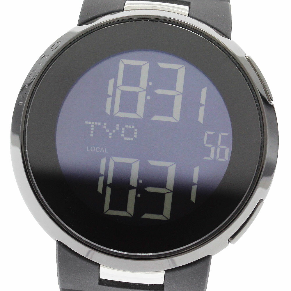 グッチ GUCCI YA114205 アイグッチ ワールドタイム デジタル クォーツ メンズ 美品 箱・保証書付き_920445【中古】