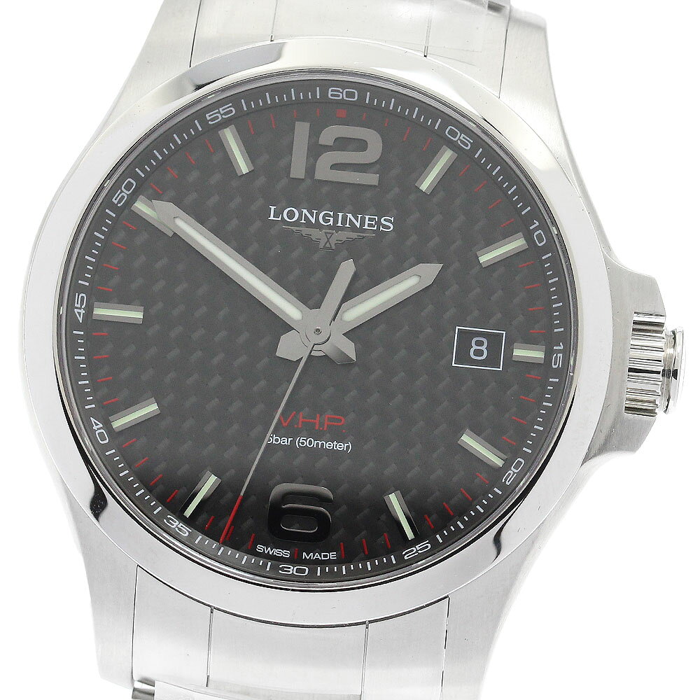 ロンジン LONGINES L3.726.4 コンクエストV.H.P デイト クォーツ メンズ 未使用品 箱・保証書付き_920338【中古】