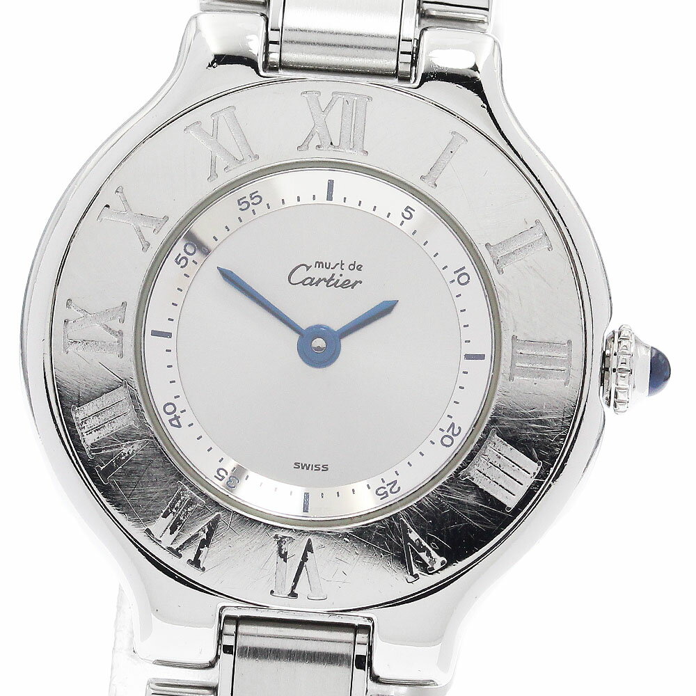 状態ランク 本体ランク B ベルトランク AB 商品の状態 ガラス 綺麗な状態 ケース 擦り傷が多い、小さい打痕 (全体) ベゼル 擦り傷が多い、小さい打痕、塗装剥がれ(全体) ベルト/ブレスレット 軽い擦り傷、小さい打痕(全体) 針 僅かなシミ 文字盤 綺麗な状態 尾錠/バックル 軽い擦り傷、小さい打痕 商品管理No. 923404　 450 251216 HS 商品の詳細 ブランド カルティエ/CARTIER モデル名 マスト21 ヴァンティアン 性別 レディース ケース素材 SS ベルト素材 SS 文字盤色 シルバー 機械タイプ クォーツ Ref.No W10109T2 シリアルNo PL189*** 付属品 なし(本体のみ) ケースサイズ(w) 約 28mm ベルトサイズ※1 約 15.5cm OH歴 弊社では実施しておりません。 ※1：ベルトサイズとは、ケース部分も含めた総腕回りのサイズになります。 ※機械式時計の場合、姿勢差などの影響により日差が大きくなることも御座います。こちらの数値はあくまで参考値としてお考え下さい。日差が大きいからという理由での返品や無償修理の対応は致しかねますので、ご理解の上ご入札下さい。 ※写真にて状態をご確認下さいませ。 ※USED品になりますので、ご理解頂ける方のご購入をお待ちしております。